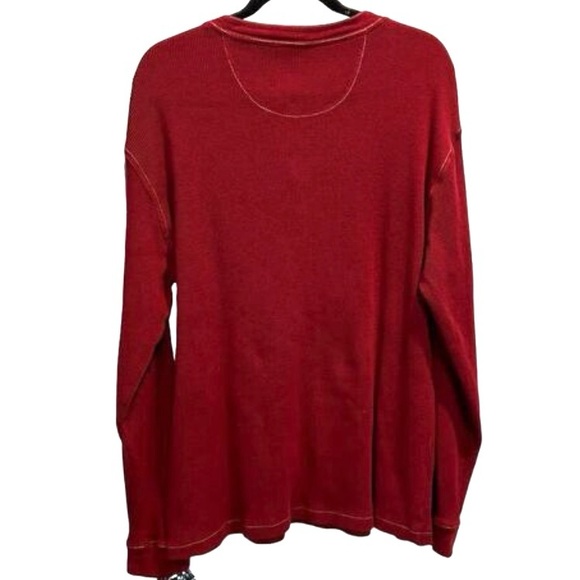 Natural Basix Men's XL Red Long Sleeve Henley Shirt Button-Up - Picture 2 of 7